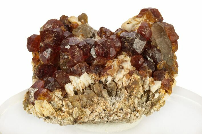 Spessartine Garnets With Smoky Quartz On Feldspar - China #251600